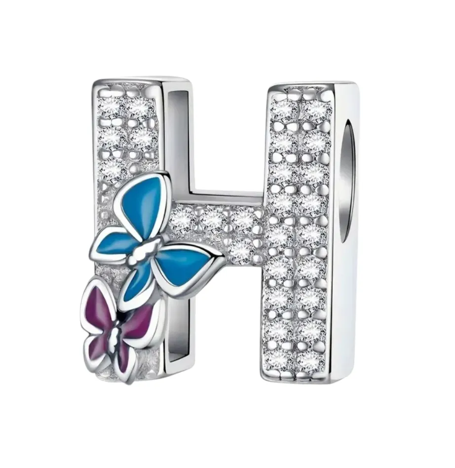 S925 Sterling Silver A-Z Alphabet Charm /Pendant for Jewelry - Letter H