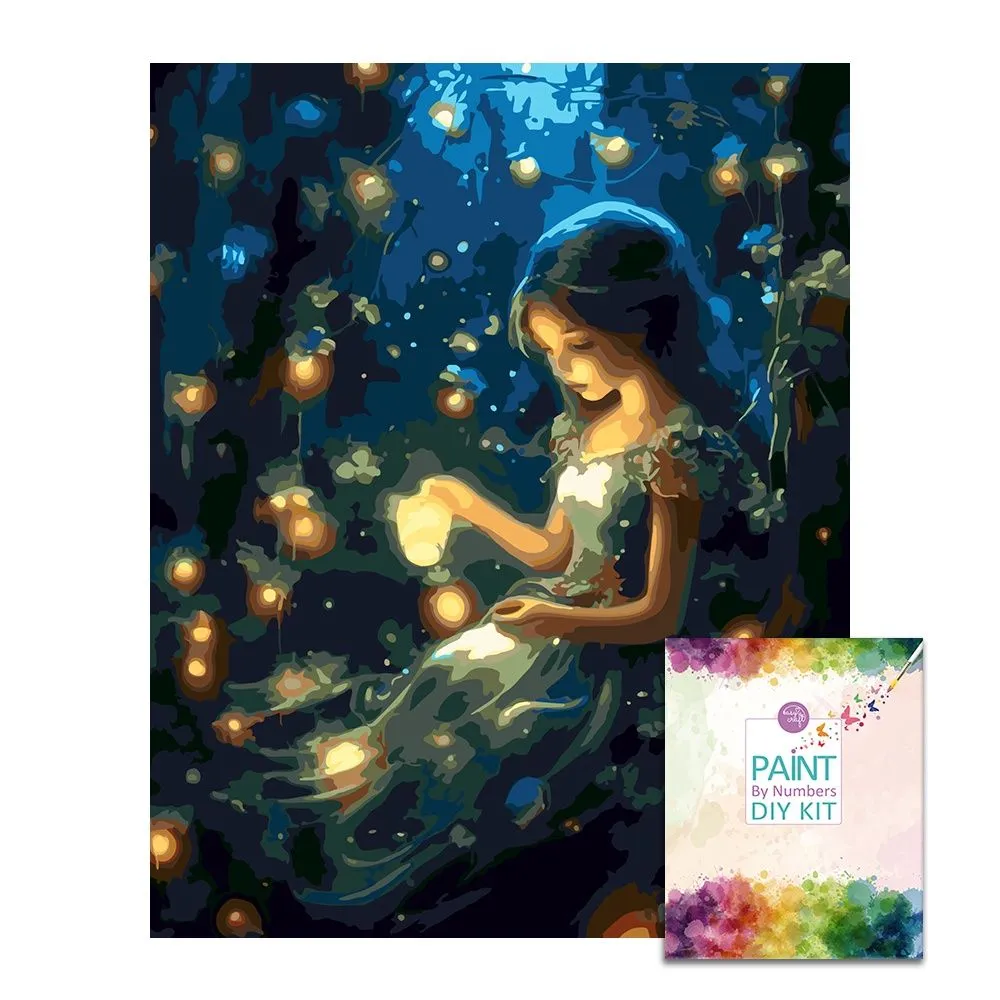 Easy Craft Paint by Number DIY Kit, 50x40cm- Little Girl -  Little Girl in Fairy Forest 151