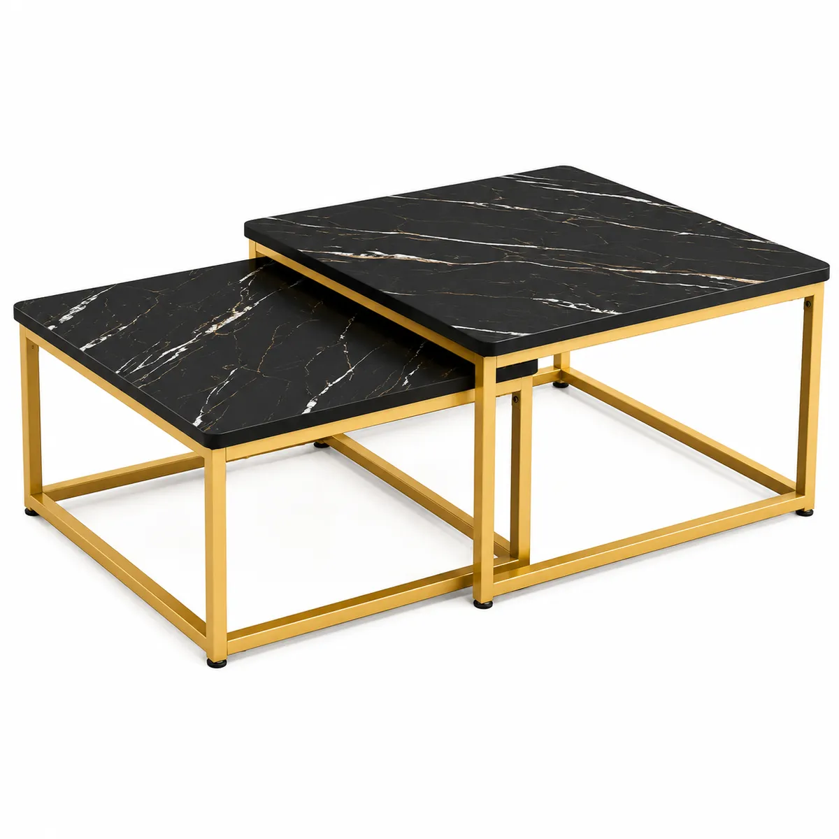 Modern Black Marble Nesting Coffee Table Set