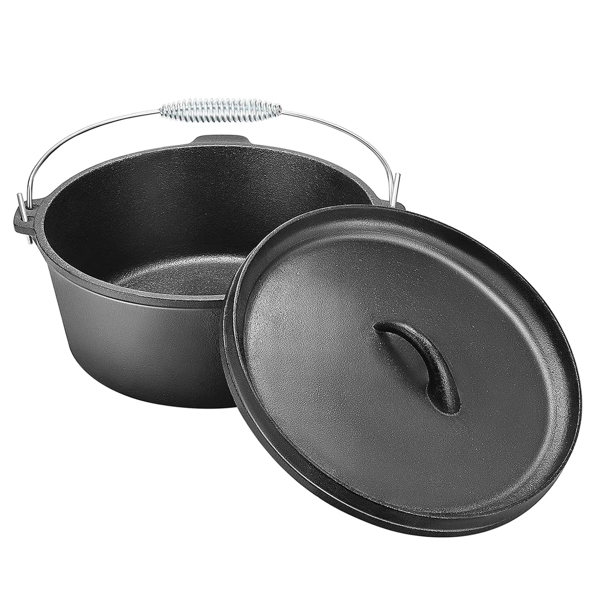 Dutch Oven 3.6L Camping Pot Cast Iron Pan Outdoor Cooking Equipment
