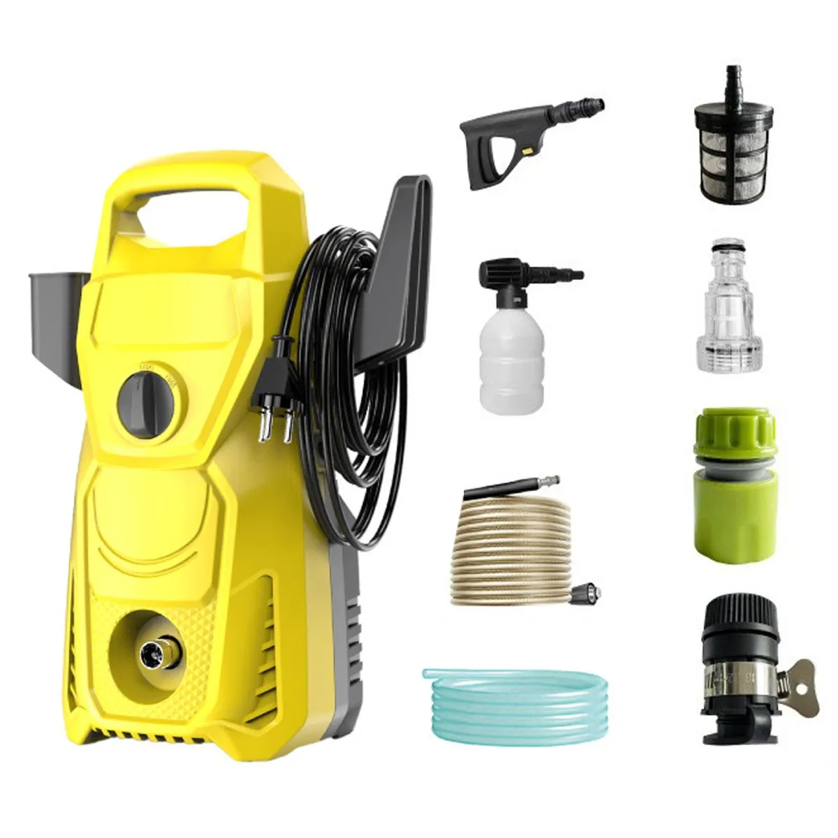High-Pressure Washer, 1600w 110 Bar, 480 L/h, 27 m /h, and Accessories Set