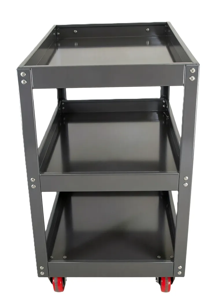 Osaka 3 layer Metal Tool Storage Trolley With Handle &Brake Wheels(Grey)