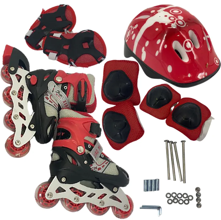 Inline Speed Roller Skates with 6 Piece Protective Gear And Helmet