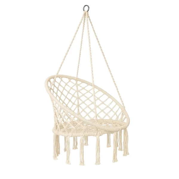 Beige Hammock Chair Macrame Swing