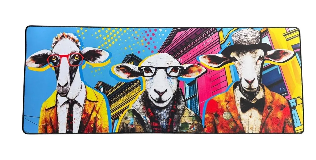 Versatile Desk/Kitchen/Bar Mat - Funky Sheep with Coats