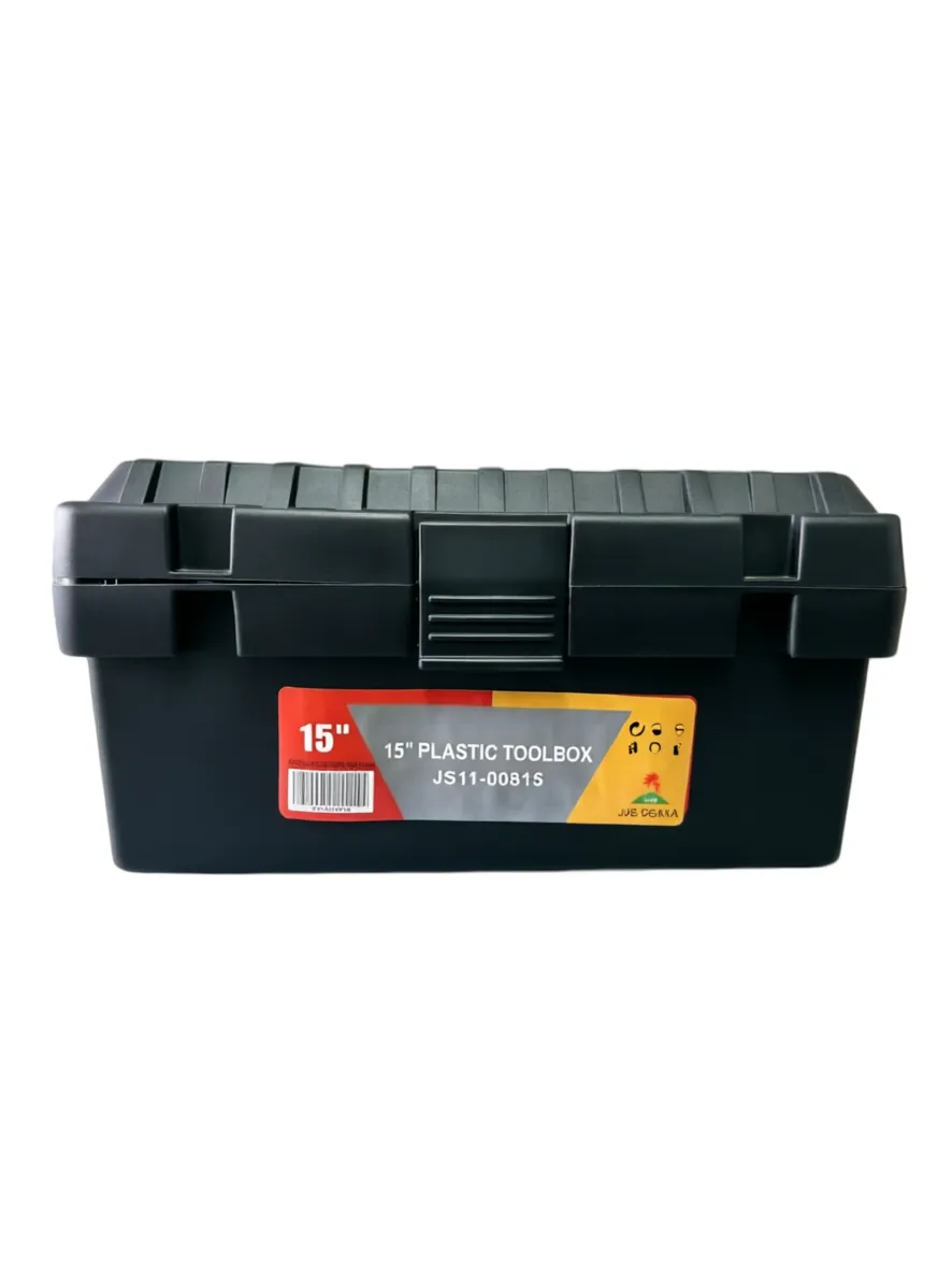 Osaka 15" JS11-00815 Black Heavy-Duty Plastic Tool Box with Removable Tray