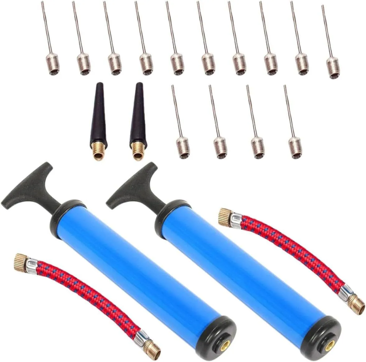 Portable Basketball Inflator Pump Set 10Pieces with 7 Needles, Rubber Hose