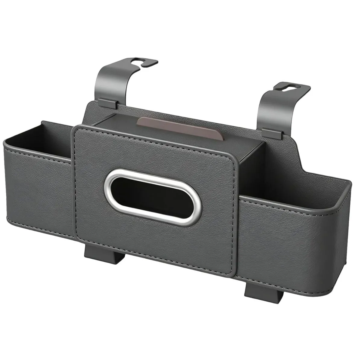 3-in-1 Car Backseat Organizer - Leather Storage Box with Tissue Holder
