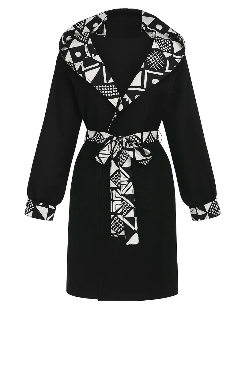 Reversible African-Inspired Long Kimono Coat - African Cotton Print
