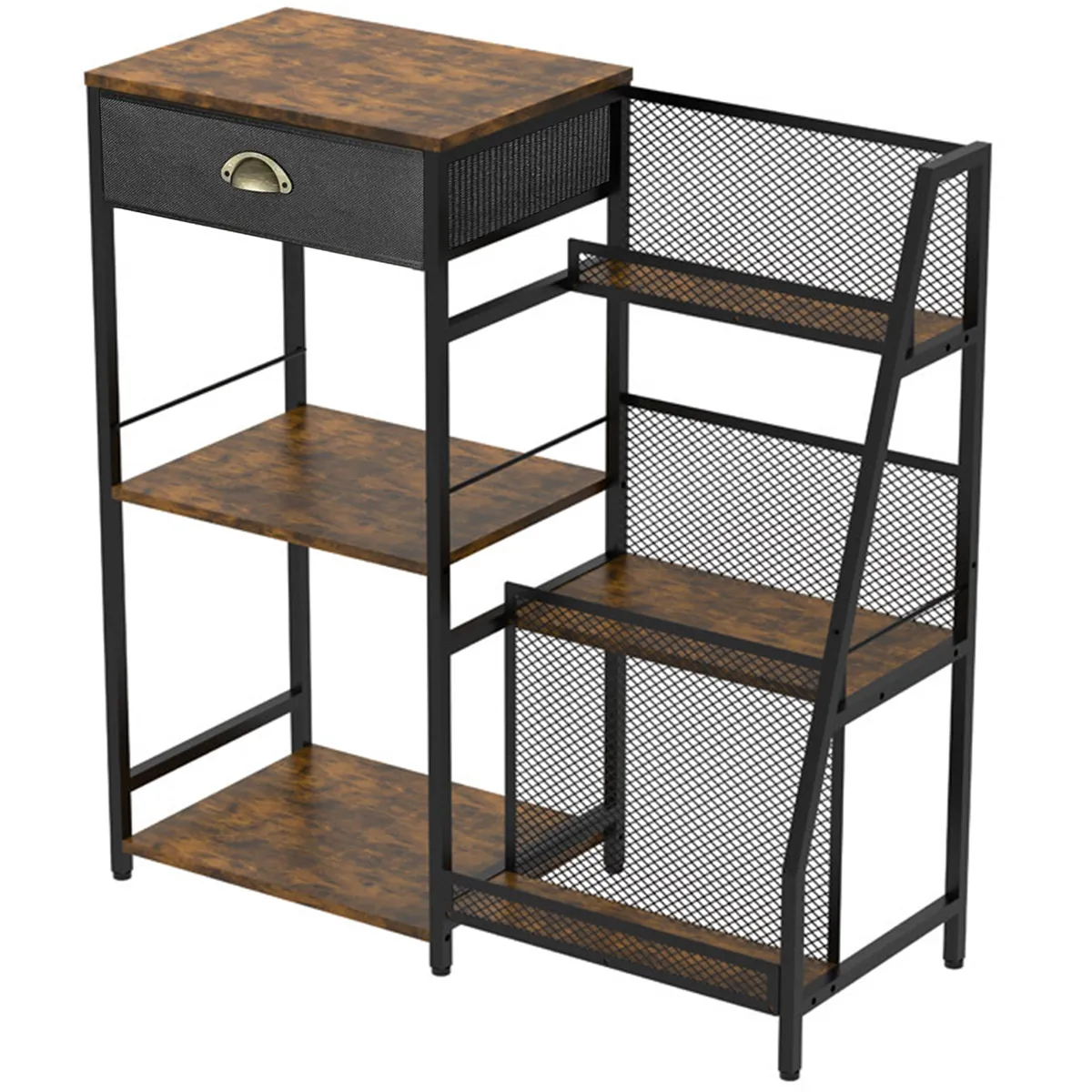 3-Tier Freestanding Storage Rack Liquor Cabinet Kitchen Shelf with Drawer