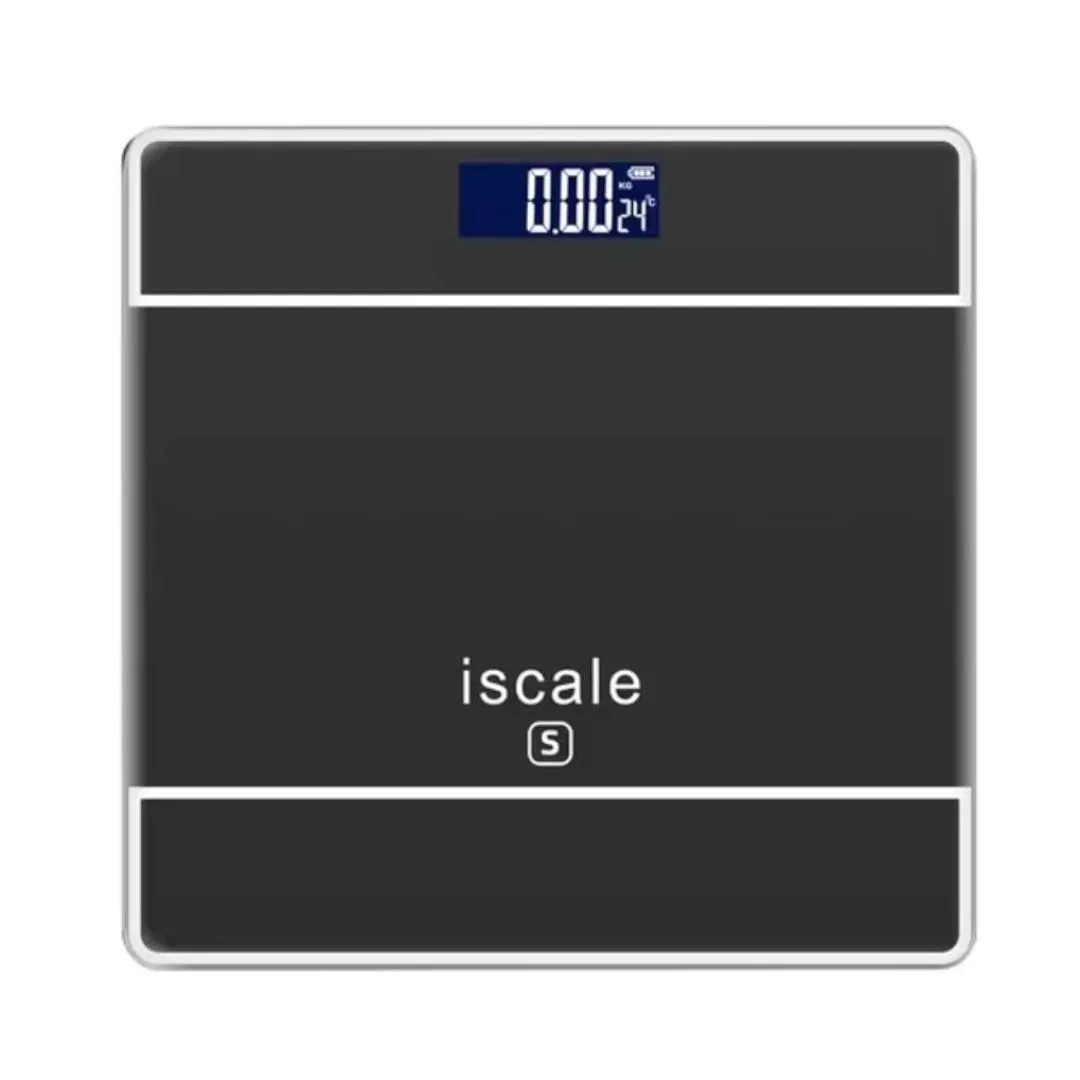 180kg Digital Bathroom Scale with Temperature Readout Body Weighing Scale - Black