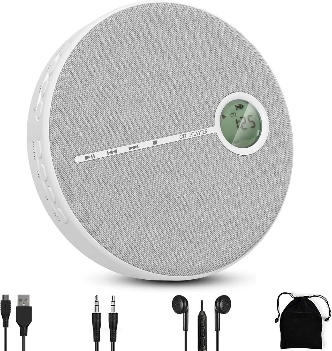 Portable CD Player, CD Players for Home Built-in 2000mAh Compact CD Walkman