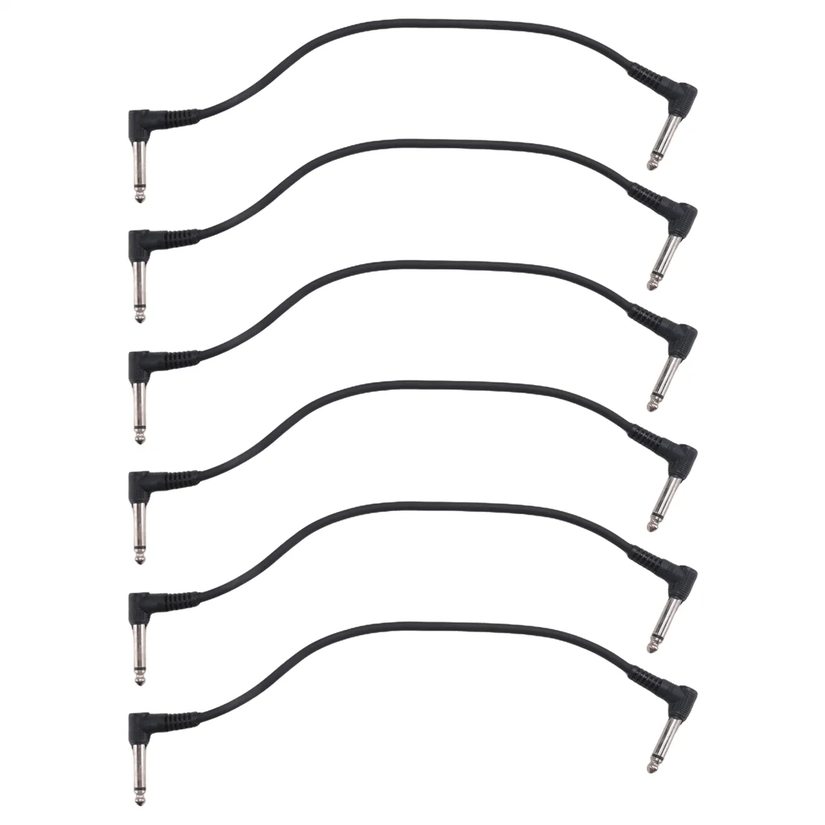 6 Inch Guitar Patch Cables - Black Pedal Cable Effect - 6 Piece