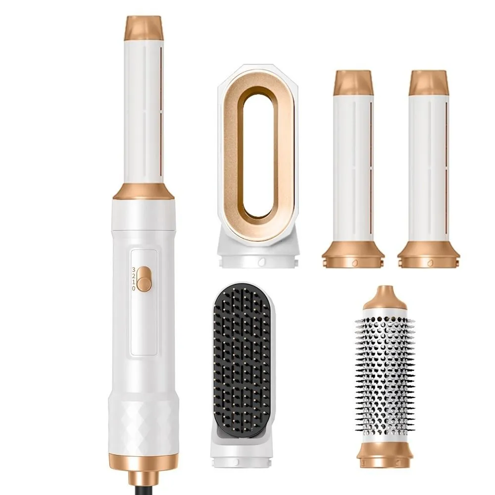 5 in 1 Professional Styler Hair Dryer Hot Air Brush - Gold
