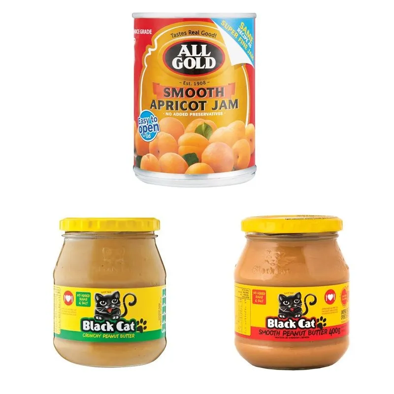 Black Cat Peanut Butter No Added Sugar & Salt - Smooth + Crunchy + Jam