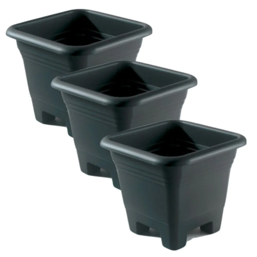 Garden Pot Planter Large 22cm Set of 3 - Black
