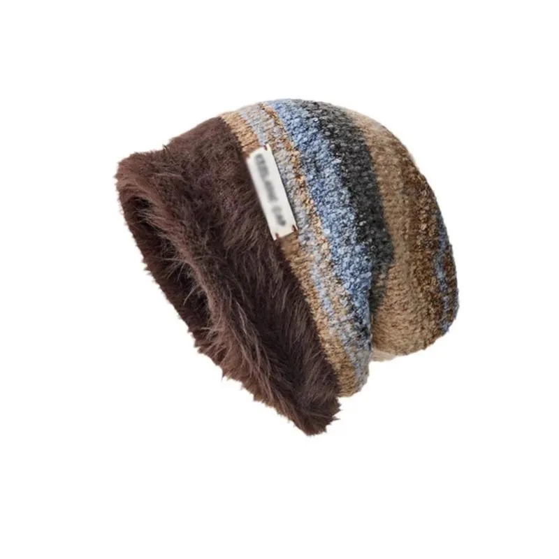 Women's Winter Cold Protection Warm Cap Knitted Hat - Brown