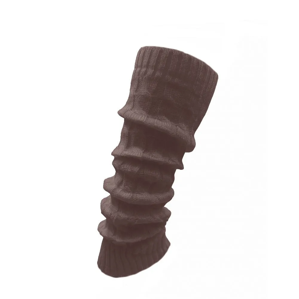 Knitted Leg Warmers with Pattern - Fashion - Sport Accessories - Brown Plate