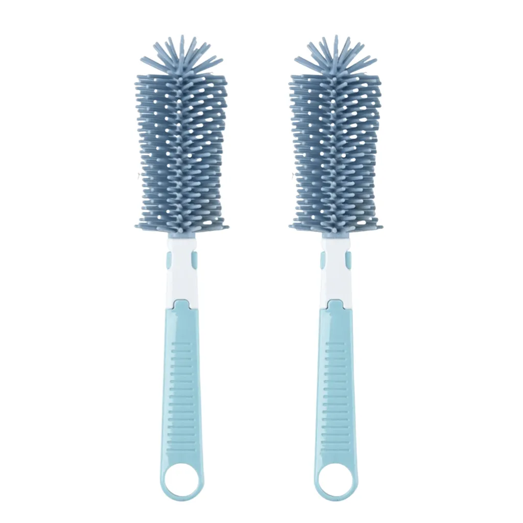 2 Pack - Silicone Baby Bottle Cleaning Brush - Blue