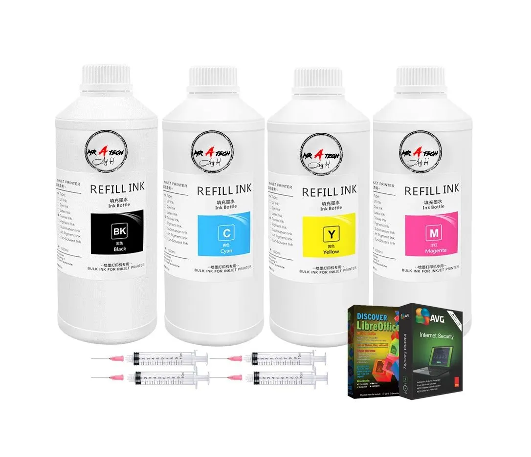 MR A TECH Ink Compatible with Epson 106/104/103/101 - 4 Pack - 1L (BK/C/M/Y)