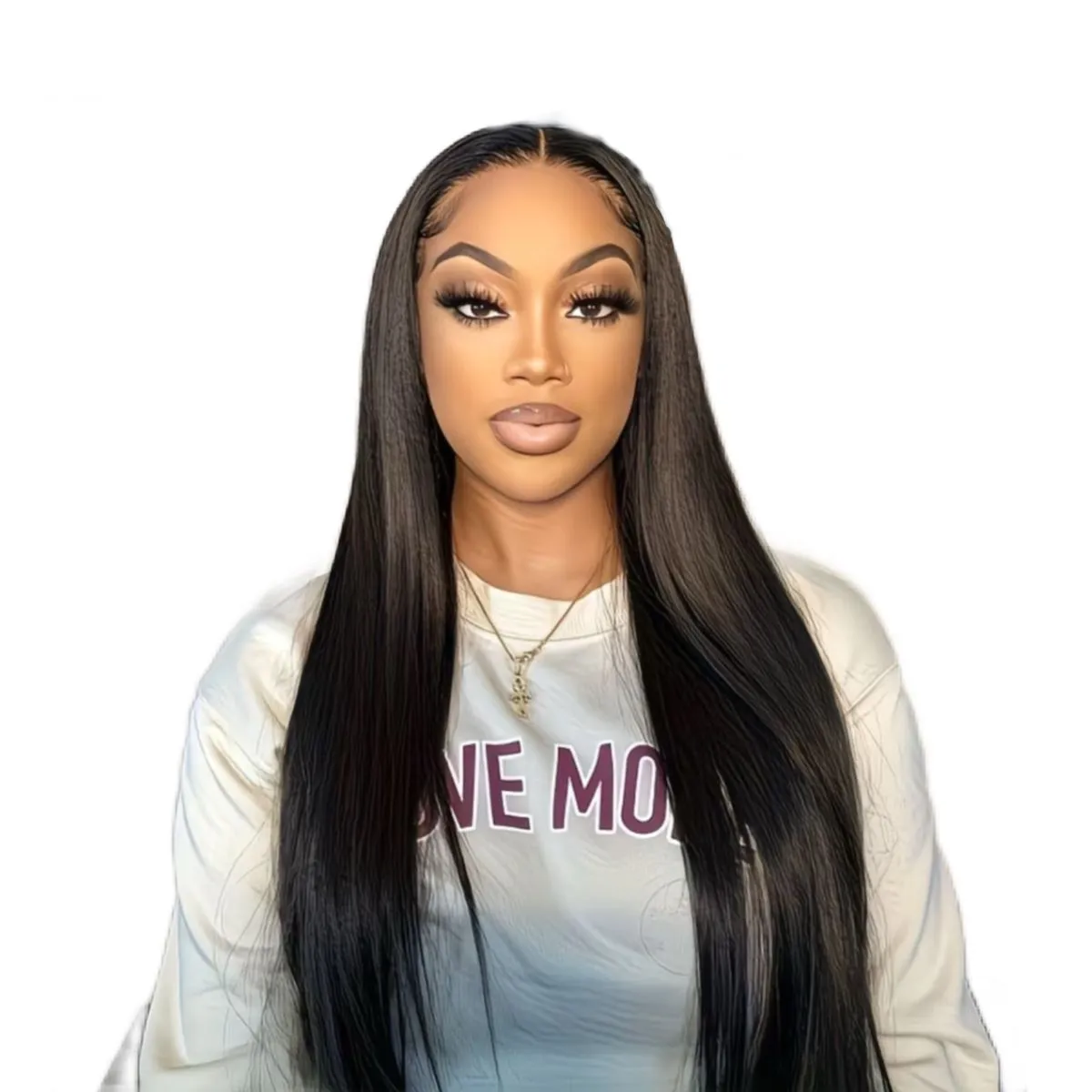 CrownCo 24 Inch 13x4 Human Hair Blend Lace Frontal Wig