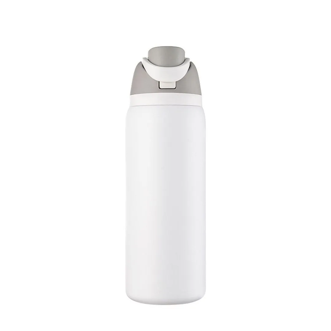 32Oz Insulated Stainless Steel Water Bottle with Straw Leakproof Lid White