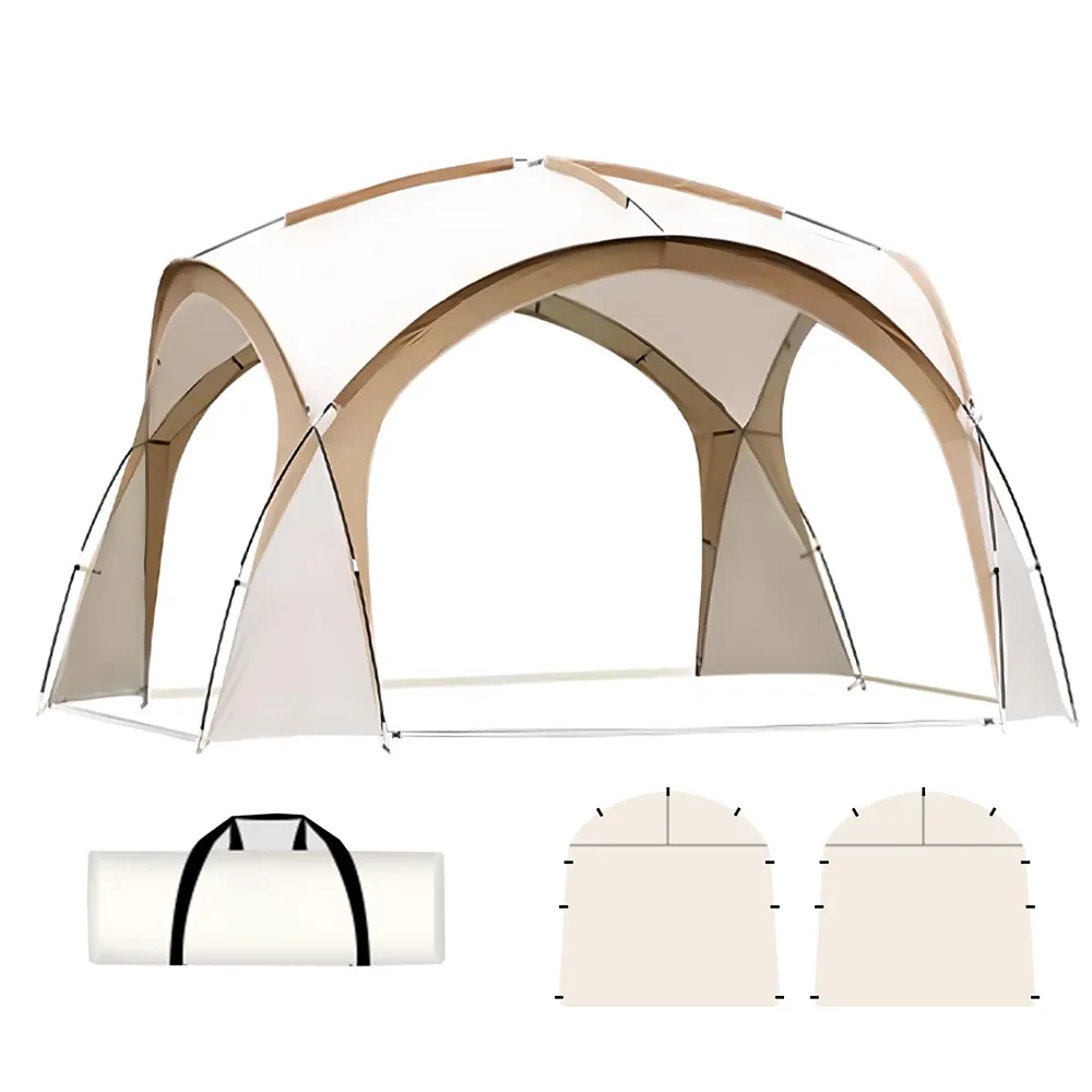4.2x4.2m Sunproof Canopy Tent Camping Awnings For 5-10 Person 2Door Curtain