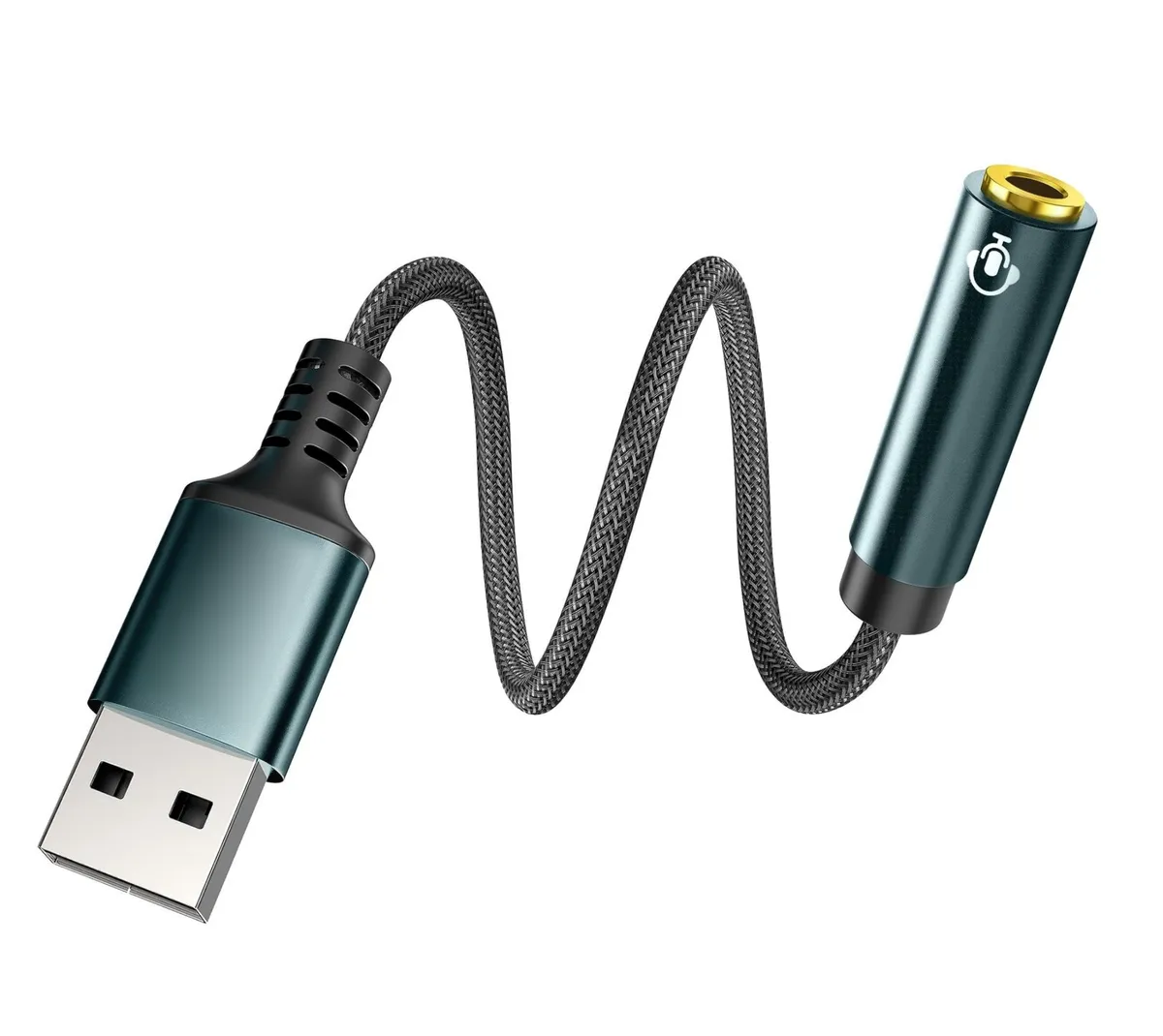 USB to 3.5mm Jack Audio Adapter,External Sound Card USB-A to Audio Jack