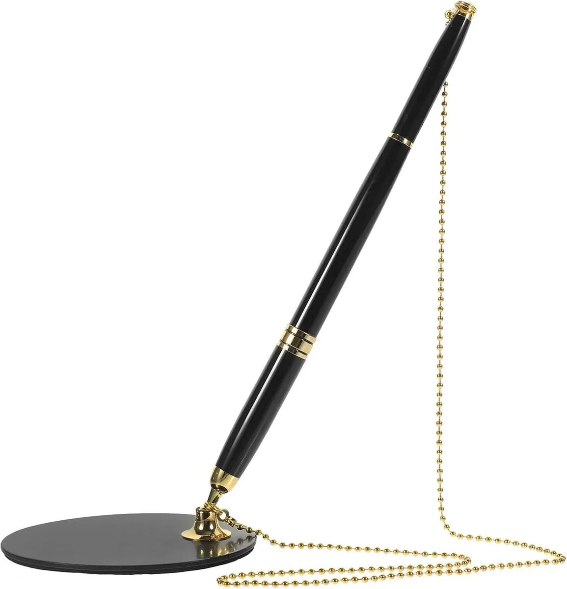 Counter Business Pen with Chain, 0.5mm Black Ink Rotary Office Signature