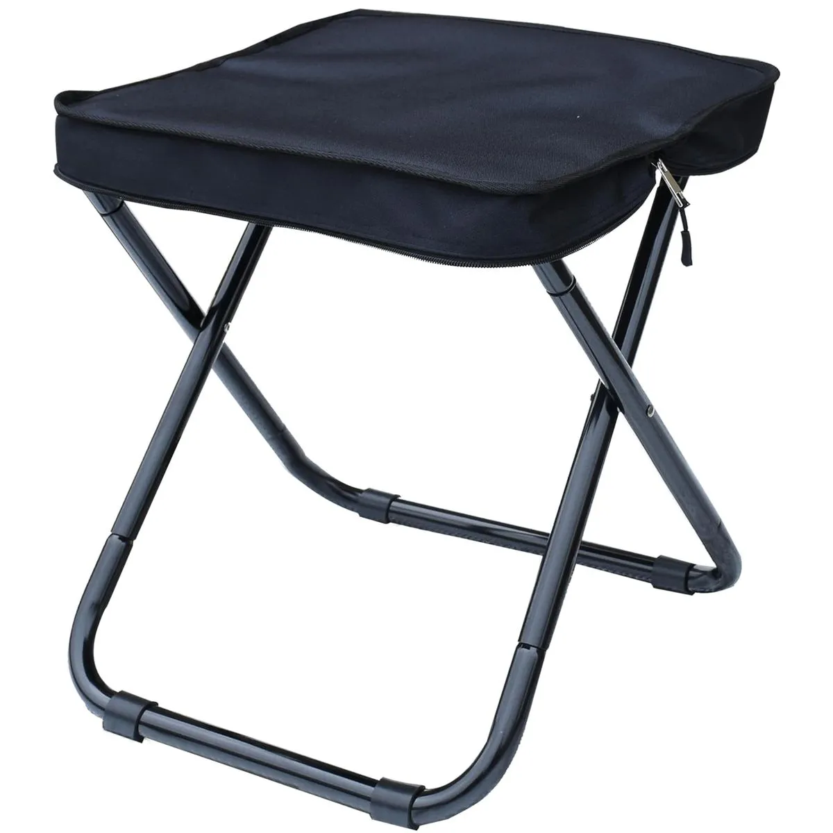 Folding Camping Stool Mini Fishing Chair Outdoor portable Stool Travel Gear - Black