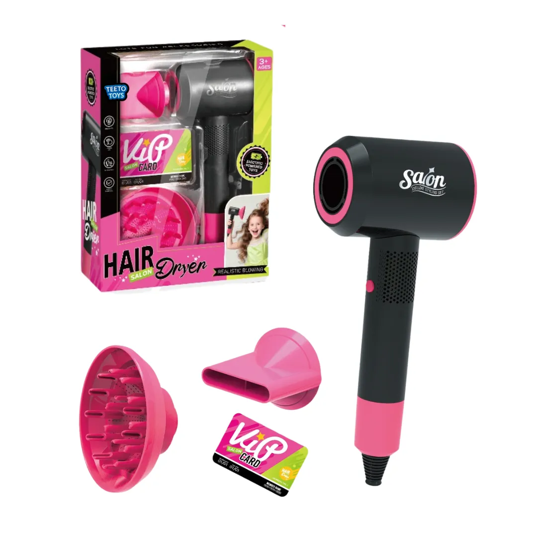 Kids Toy Hair Dryer Salon Set with Accessories- Pretend Play Toys for Girls