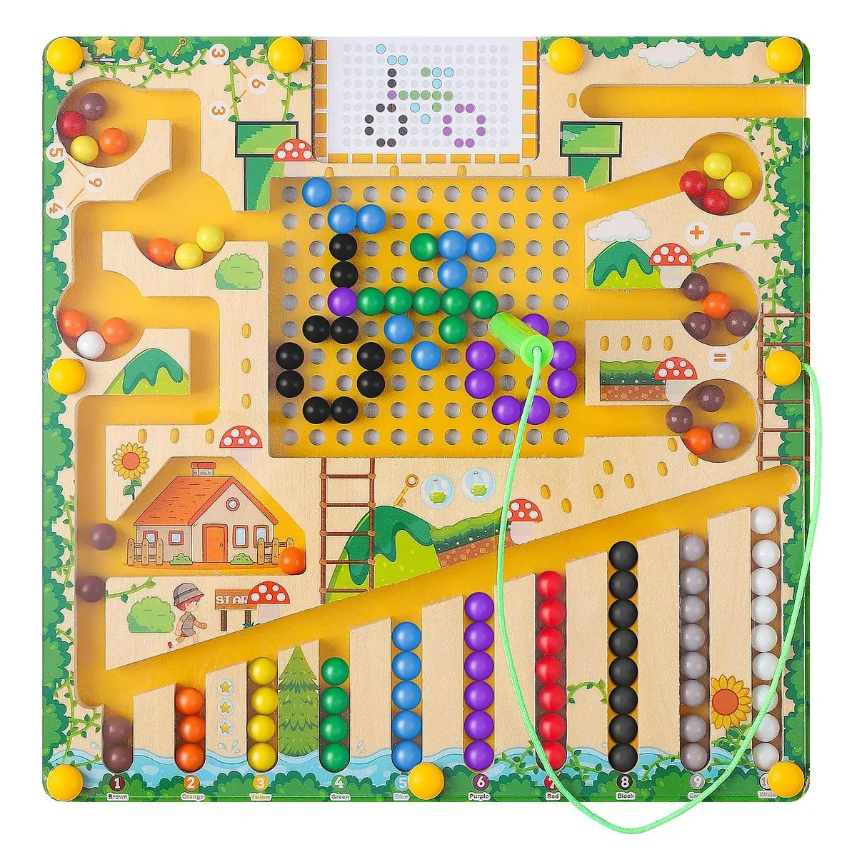 Children Magnetic Maze Ball Bead Color and Number Toy