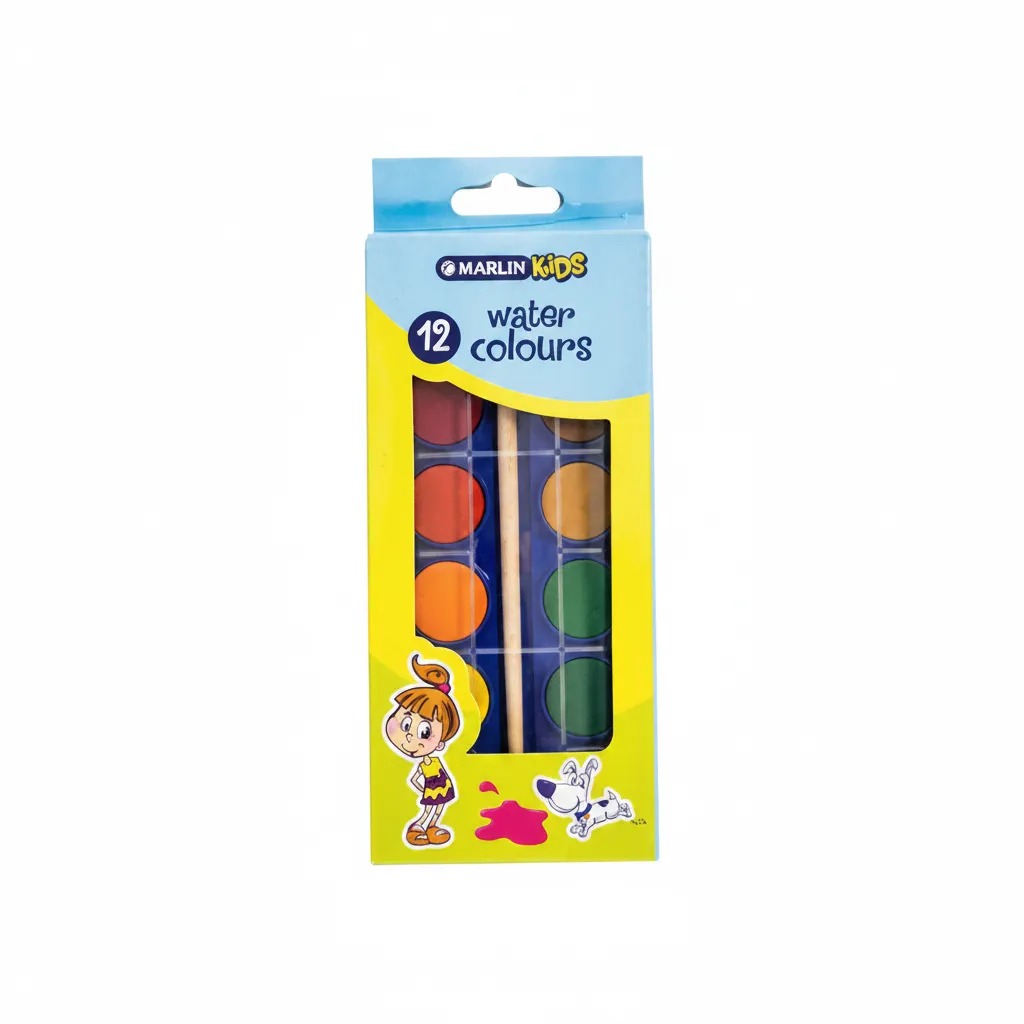 Marlin Kids 12 Watercolour Paints Set with Brush