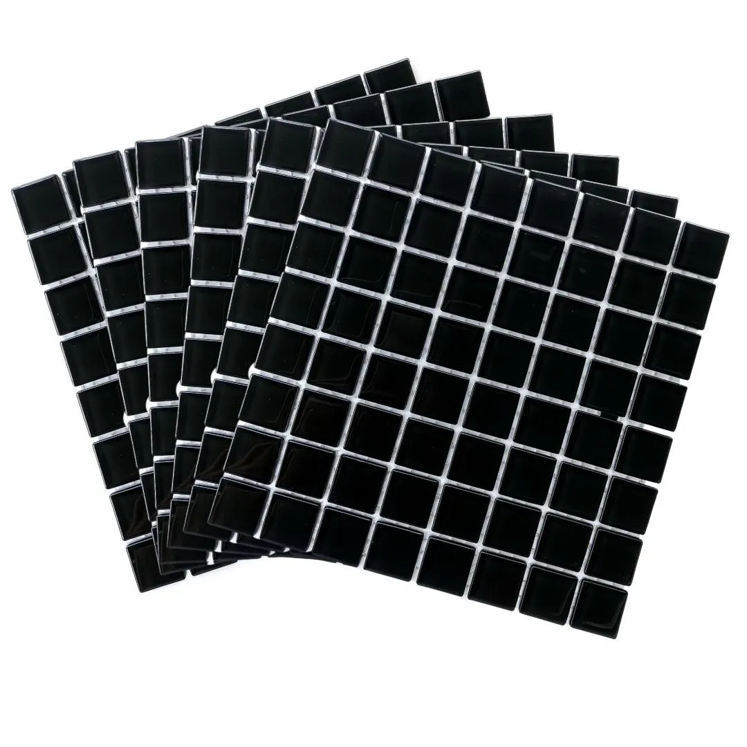 Mosaic Tiles Black Glass 10mm (Craft Size Sheets)