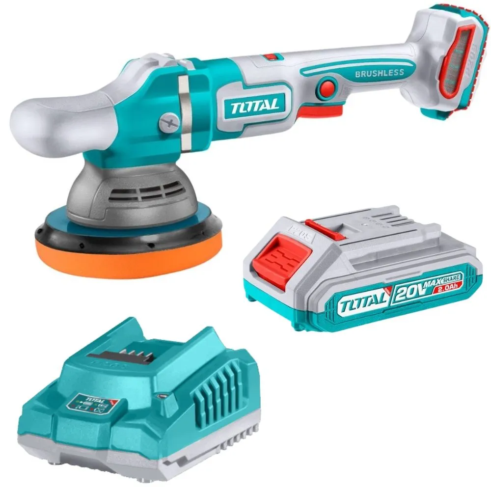 Total Tools - Cordless Brushless Polisher with 2.0Ah Battery & Charger