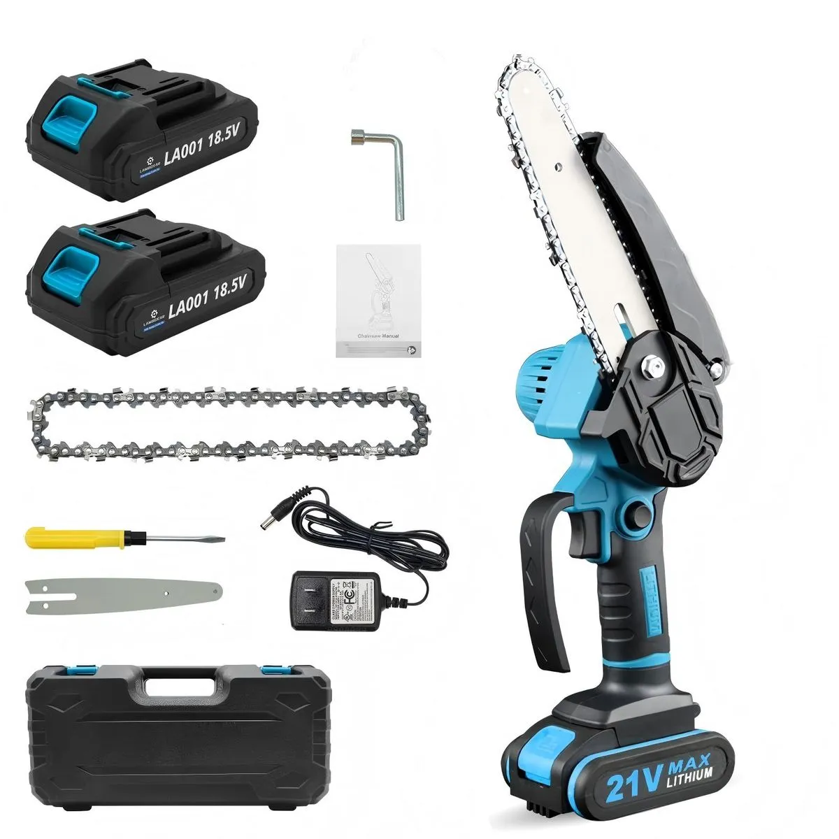 6" Cordless Electric Chainsaw, 2 Batteries, Tree Pruning & Wood Cutting