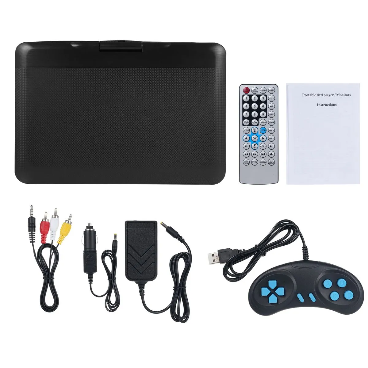 Portable DVD Player 9.8" 270 Rotatable HD Screen Game Battery