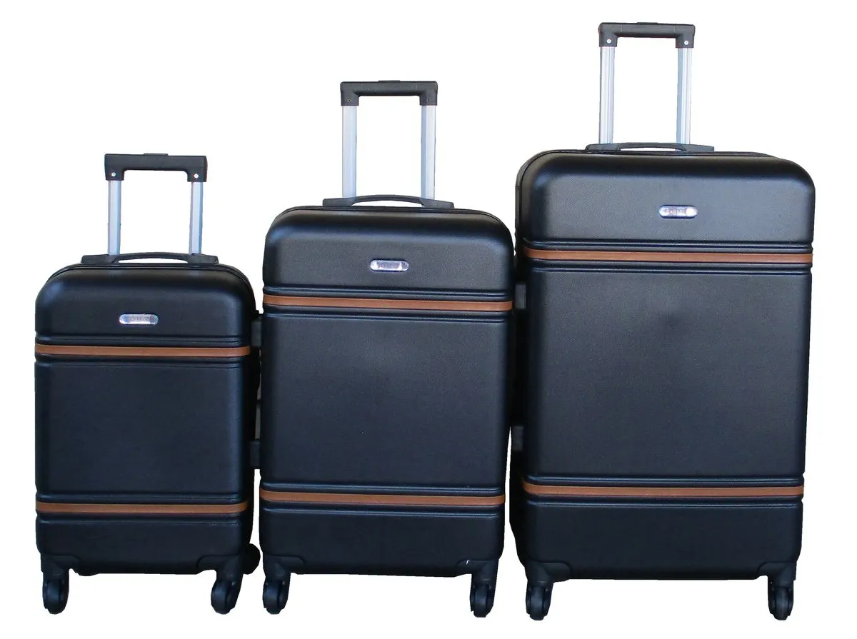 3 Piece Travel 27- Inch Luggage Suitcase Bag Set - Stylish - Black