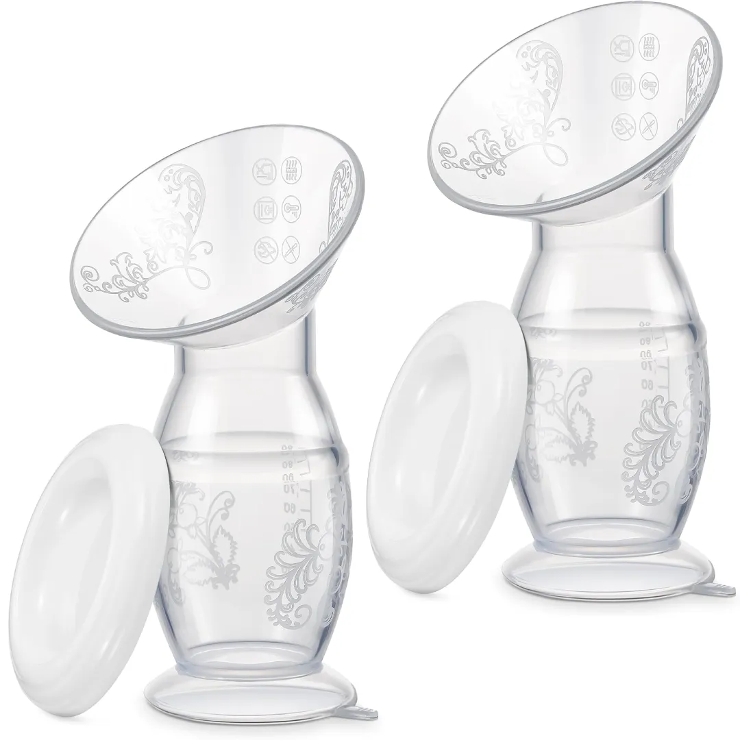 2PCS Manual Breast Pumps 90ml BPA-Free Breast Milk Collection Cup Leakproof