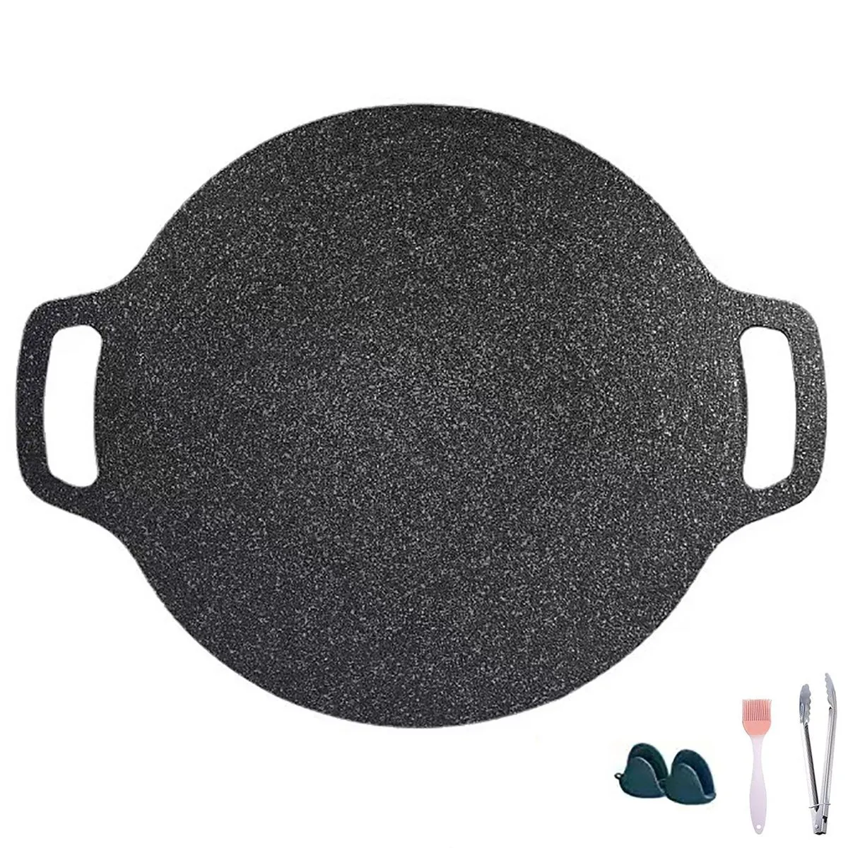 14IN Outdoor Camping Iron Grill,Camping Frying Plate,Griddle,BBQ Grill Pan