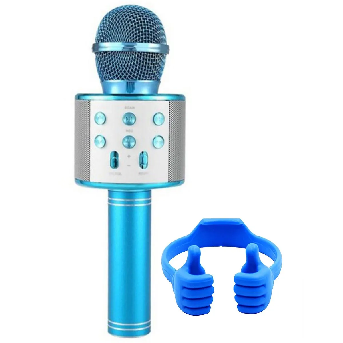 FocusToys  Karaoke Kids Bluetooth Microphone With Thumbs up Phone Stand