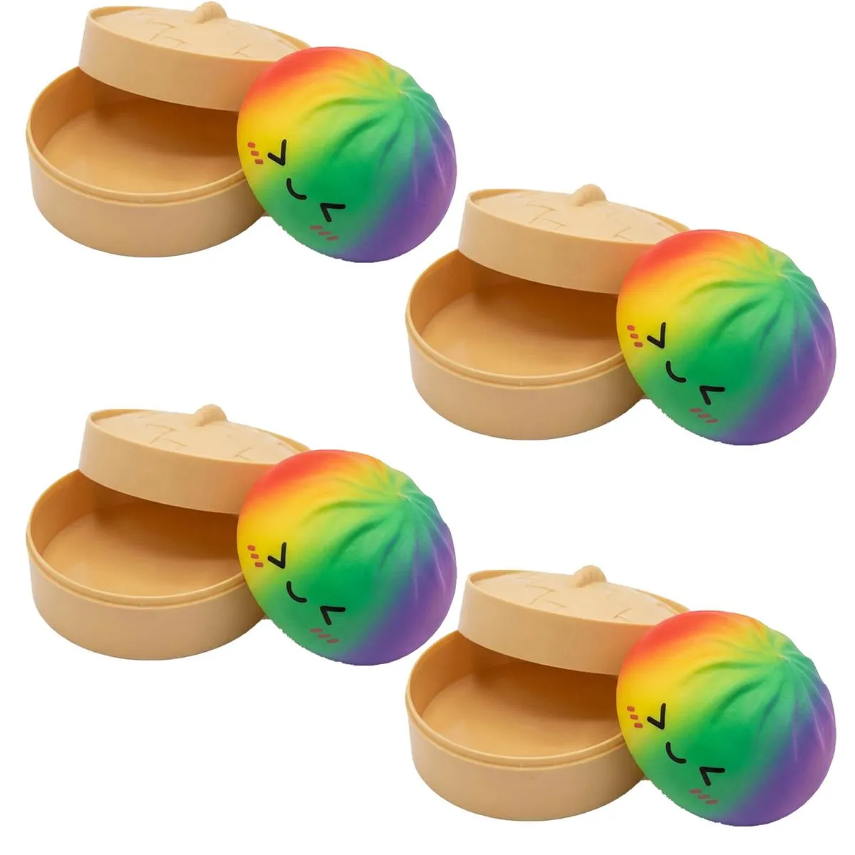 4 Pack Dumpling Squishy,Colorful Dumplings Soft Squeeze Decompression Dough