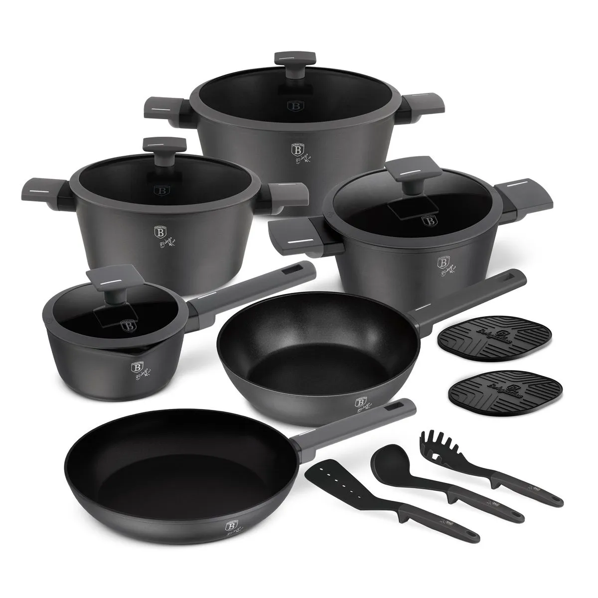 Berlinger Haus 15-Piece Titan Pro Non-Stick Cookware Set - Antracit