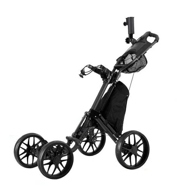 All-Terrain Foldable Golf Push Cart Trolley with 4-Wheel Stability
