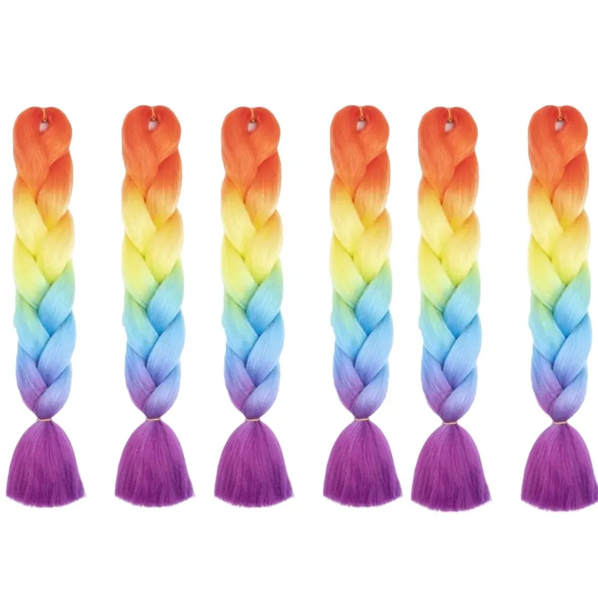Rainbow Ombre Braiding Hair