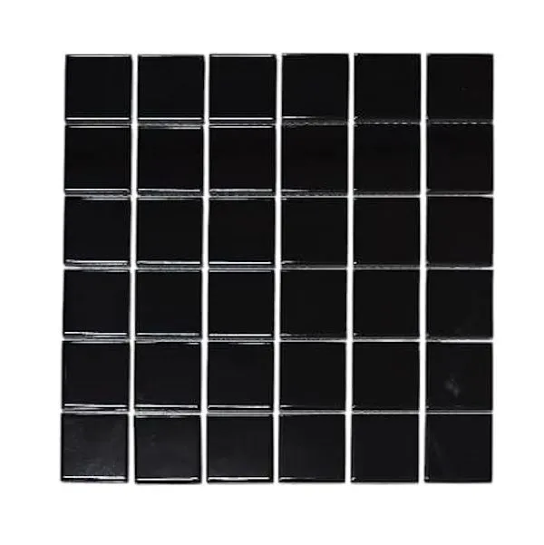 Porcelain Mosaic Tiles Box - Shiny Black - Walls, Floors, Swimming Pools