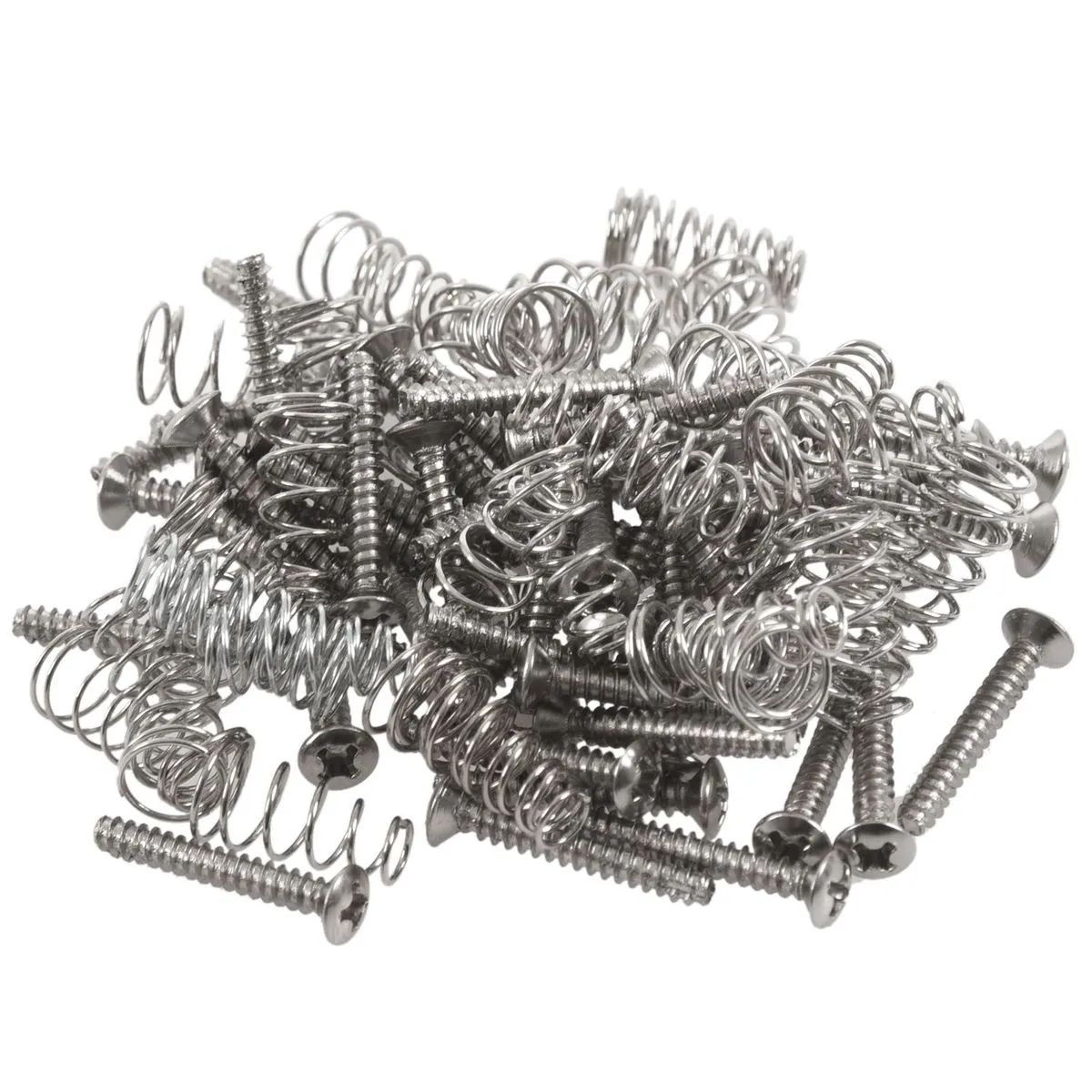 50pcs Chrome Single Coil Pickup Screws & Adjust Height Springs For Fender G