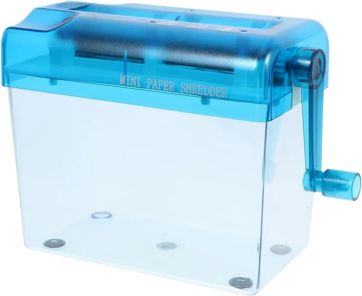 Portable Manual Paper Shredder Blue Household Small Hand Crank Paper