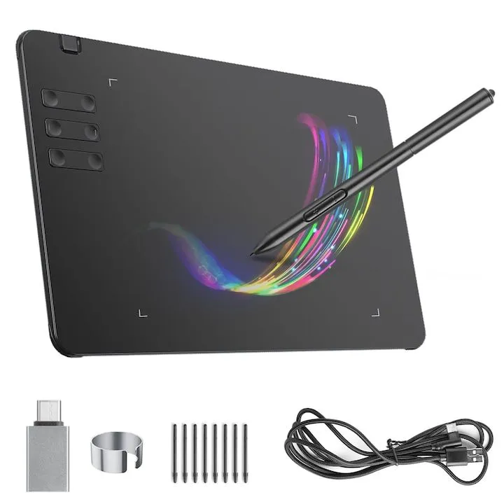 Folixs Graphics Drawing Tablet & Stylus, 10x6 Inch with 8 Pen Nib