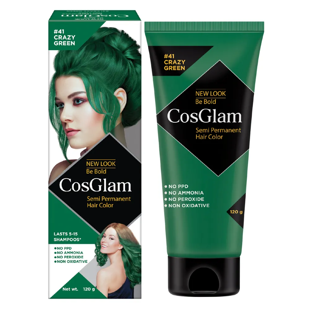 CosGlam Semi Permanent Hair Color for Women & Men - 120g - Crazy Green